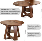 ClinQ 43.3-59in Extendable Round Room Dining Table for 4-6, Modern Kitchen Oval Dining Room Table, Removable Leaves Space Saving, Wooden Base Storage Shelf, Kitchen, Living Room, Dining Room, LWalnut