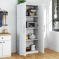 LUMISOL Modern Kitchen Pantry Cabinet with 2 Doors, Buffet Cupboards Sideboard with 4 Storage Spaces, Kitchen Hutch for Living Room Dining Room, White