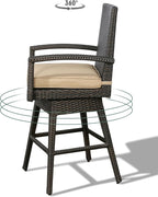Ulax Furniture Outdoor Wicker Bar Height Stools