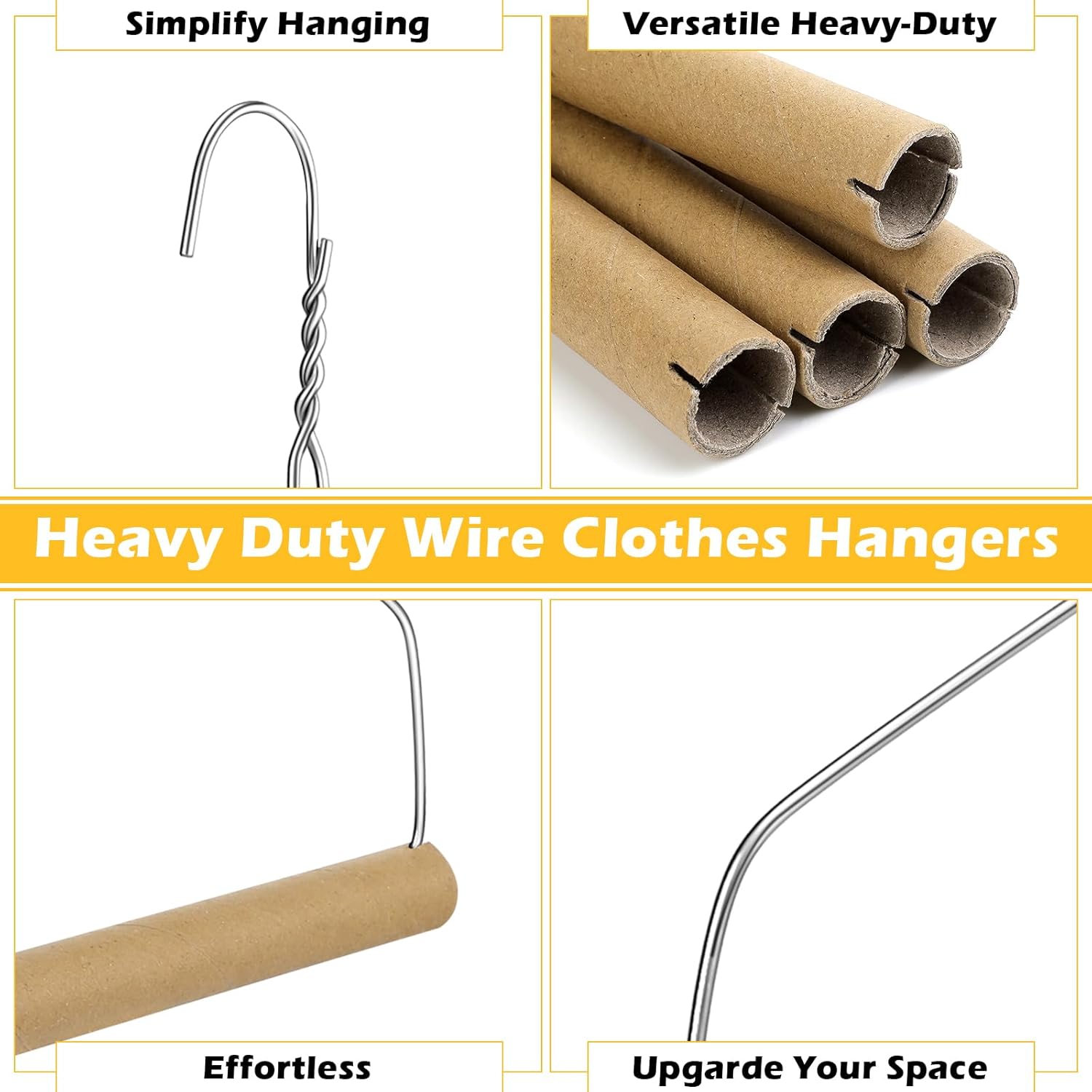 Didaey 5 Sets Heavy Duty 18" Drapery Hangers with Strong 10.5 Gauge Alloy Steel Wire for Heavy Items (Silver)