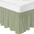Dark Sage Green Striped Bed Skirt King Size 16 Inch Drop, Adjustable & Elastic Wrap Around Bed Skirts Pleated Dust Ruffles for Twin Full Queen Cal King Base Bed, Farmhouse Stripes Modern Vintage