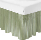 Dark Sage Green Striped Bed Skirt King Size 16 Inch Drop, Adjustable & Elastic Wrap Around Bed Skirts Pleated Dust Ruffles for Twin Full Queen Cal King Base Bed, Farmhouse Stripes Modern Vintage