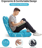 Giantex Floor Sofa Chair Video Gaming Chair with 14 Adjustable Position, Padded Back Support Floor Cushioned Seat, Folding Lazy Chair for Meditation, Reading, Watching, Living Room Recliner(Turquoise)