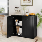 Giantex 38-Inches Storage Cabinet, Sideboard with 2 Doors and 4 Cubic Shelves, Anti-Tipping Device, Sturdy Metal Hings, Credenza, Bathroom Cabinet for Living Room, Kitchen, Entryway, Black