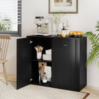 Giantex 38-Inches Storage Cabinet, Sideboard with 2 Doors and 4 Cubic Shelves, Anti-Tipping Device, Sturdy Metal Hings, Credenza, Bathroom Cabinet for Living Room, Kitchen, Entryway, Black