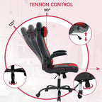 Adjustable Armrest PC Game Chair, Red, PU Leather Swivel Racing Style Chair with Lumbar Support, Ergonomic Rolling Office Desk Chair, High Back, 250 lbs Weight Capacity