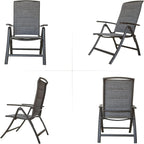 Folding Patio Chairs Set of 2, Aluminium Frame Reclining Sling Lawn Chairs with Adjustable High Backrest, Patio Dining Chairs for Outdoor, Camping,Porch (Double Layered Textilene Fabric, 2 Chairs)