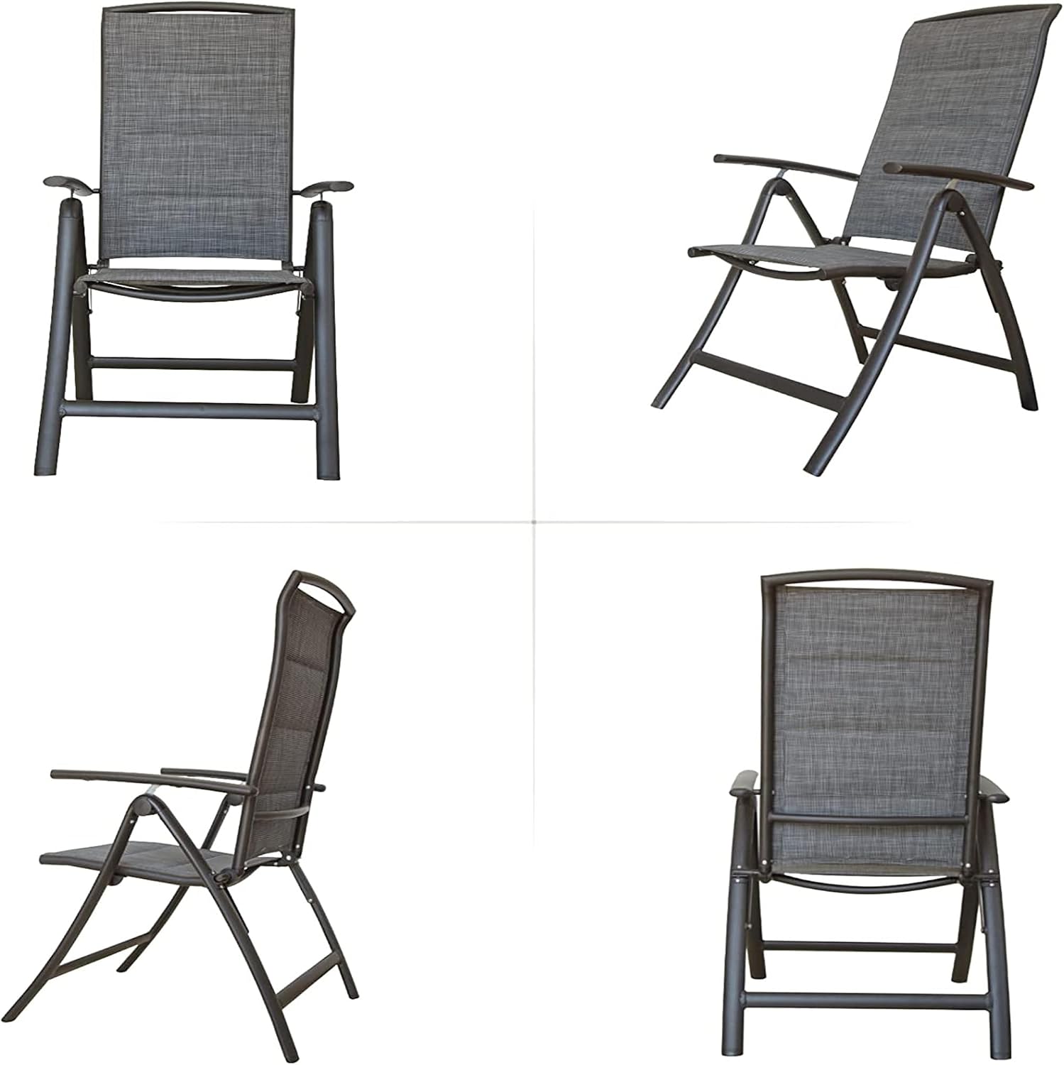 Folding Patio Chairs Set of 2, Aluminium Frame Reclining Sling Lawn Chairs with Adjustable High Backrest, Patio Dining Chairs for Outdoor, Camping,Porch (Double Layered Textilene Fabric, 2 Chairs)
