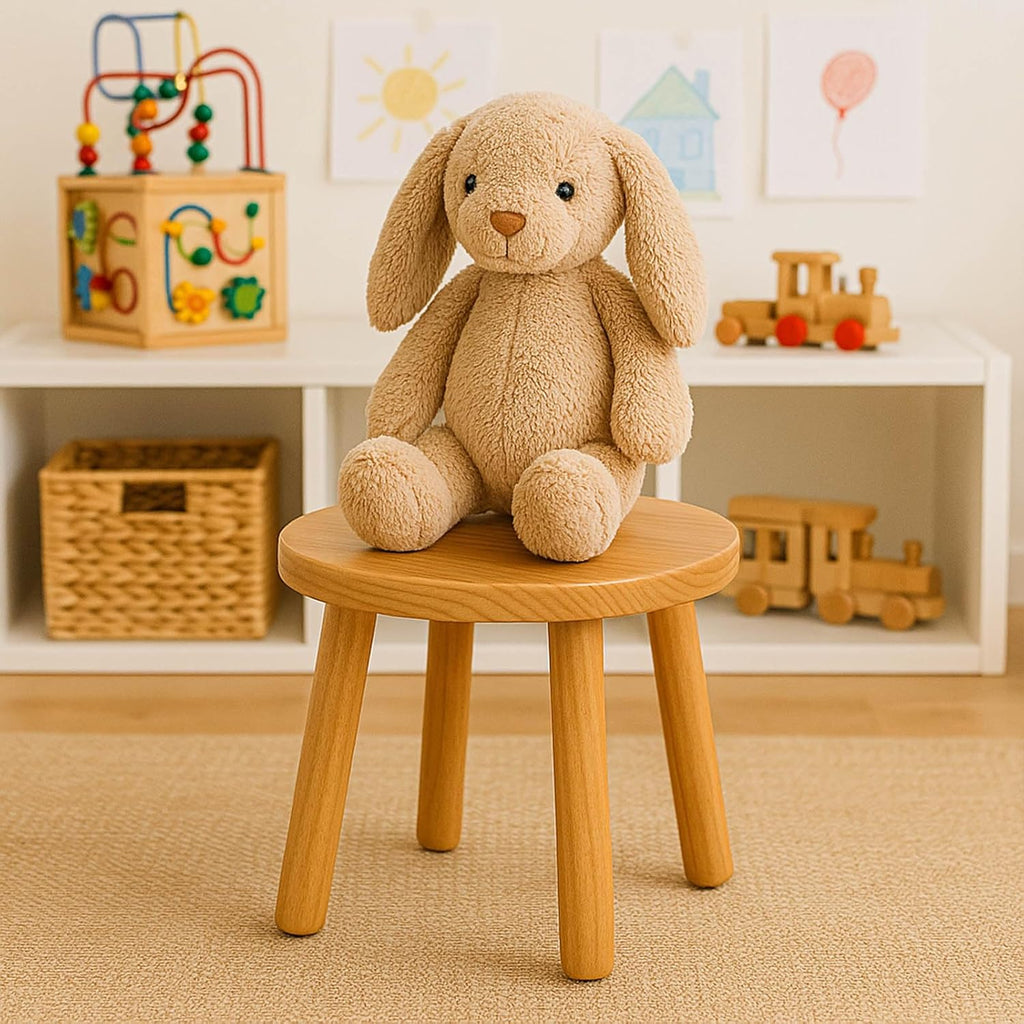 Solid Wood Step Stool for Kids & Adults - Multi-Use Toddler Wooden Stool for Bathroom, Playroom, Living Room,Sturdy 4-Leg Design with Non-Slip Pads,Easy Clean Surface,Easy Assembly
