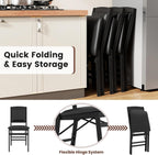 COSTWAY Folding Dining Chairs Set of 2, Wooden Kitchen Side Chairs w/Padded Seat, Solid Wood Frame, 400 LBS Load Bearing, No Assembly Needed, Vintage Foldable Chairs for Dining Living Room, Black