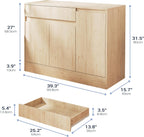 Housoul Shoe Cabinet Storage with 3 Doors, Freestanding Shoe Cabinet with Drawer & Adjustable Shelves, Wooden Shoe Organizer for Entryway, Hallway,Natural
