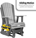 LuxCraft 2' Adirondack Glider Chair - Available in 20 Colors, Weatherwood and Black