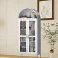 73 in Tall Arched Metal Storage Display Cabinet with Glass Door, Extra Large Capacity, 2 Adjustable Shelves, Modern Farmhouse Design for Kitchen Pantry,Living and Dining Room