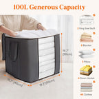 Lifewit 100L Extra Large Blanket Storage Bags, Foldable Comforter Storage with Reinforced Handles, Clothes Storage Containers for King Comforter, Bedding, Pillow, Sheet, Storage Bin with Lids 4 Pack