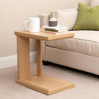 C Shaped End Table for Couch, 23.2'' High Small Side Table 2-Tier C Shaped Sofa Table for Small Narrow Spaces, Modern Nightstand for Bedroom, Living Room, Apartment, Home Office, Oak