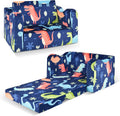 Kids Couch Sofa Toddler Sofa Dinosaur 2-in-1 Foldable Toddler Couch Bed Flip Open Kids Chair for Playroom Bedroom Gift Boys Girls