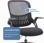 DUMOS Drafting Chair with Flip-up Arms, Tall Office Standing Desk Chair with 360° Swivel Rolling Wheels, Counter Height Adjustable, High Ergonomic Mesh Computer Chairs, Ink