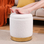 Round Ottoman with Storage Set of 2 Vanity Chair Small Ottoman Coffee Table, Foot Stool, Removable Lid, for Living Room, Bedroom, Hallway, Assembly Free (Sherpa White)