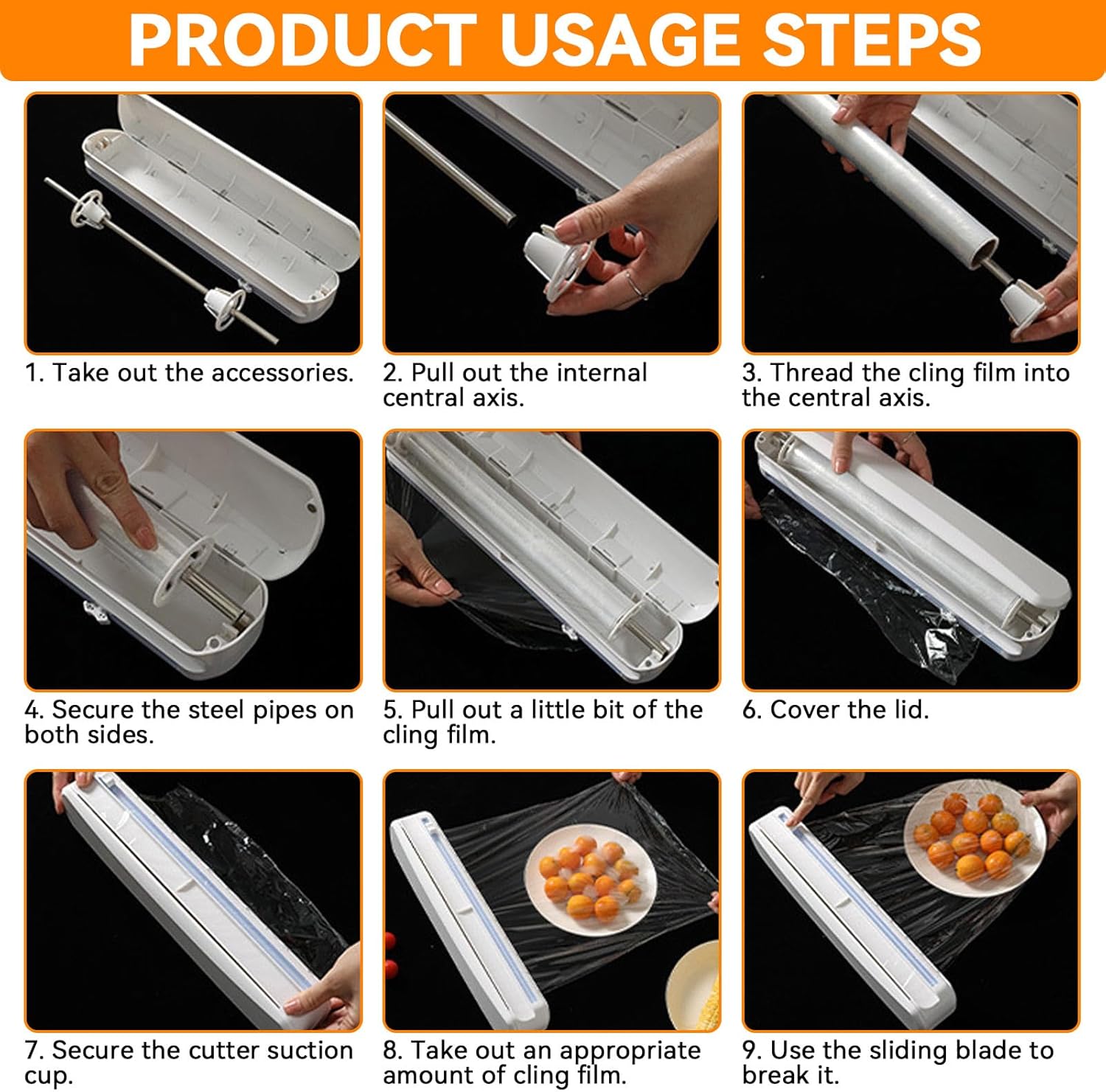 Plastic Wrap Dispenser with Cutter, Foil Dispenser Cling Wrap Dispenser Wrapping Paper Dispenser for Tin Foil Slide Cutter(S)