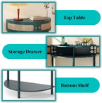Unique Half Moon Console Table with Rattan Doors, 31.5" Rattan End Table with 2 Drawers & Storage Shelf, Antique Green Half Moon Entry Tables for Living Room, Entryway, Bedroom