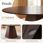 CIMOTA 59'' Round Dining Table for 4-6, Modern Pedestal Kitchen Table Circle Wood Walnut Grain Finish Grain Tabletop Dinner Table Kitchen Table, Walnut Wood