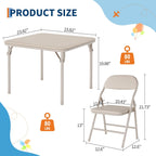 5 Piece Set Folding Card Table and Chairs, Portable Foldable Table with 2 PU Padded Chairs, Lightweight Dining Set for Indoor Outdoor, Camping, Parties, RV