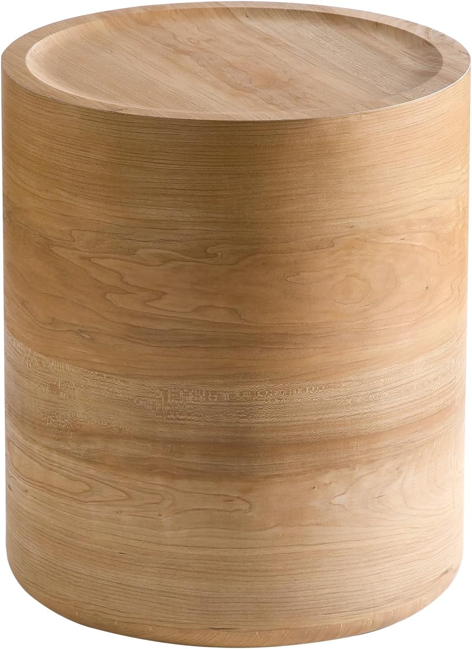 Round End Table for Living Room, Modern Drum Circle Side Table for Small Spaces, Nightstand Sofa Table for Bedroom, No Need Assembly