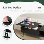 Wood Lift Top Coffee Table with Hidden Storage Compartment & Open Shelf, Multi-Functional Wooden Tabletop Dining Table for Living Room, Home Small Space
