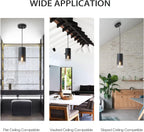 3-Pack Black Pendant Light Fixtures, Adjustable Modern Pendant Lights for Kitchen Island, Industrial Glass Pendant Lights for Dining Table Hallway Bedroom Living Room