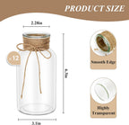 12Pack Mason Jars for Centerpiece Glass Flower Bud Vase Transparent Vases | White Decortive Jar Vintage Farmhouse Bulk for Weddings, Parties, Christmas & Home Decor