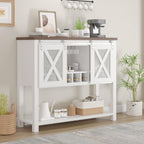 Garvee Wine Bar Cabinet with Storage - Sliding Barn Door Kitchen Buffet, Wood Sideboard Console with Wine Rack & Glass Holder for Living & Dining Room as a Coffee Bar, White