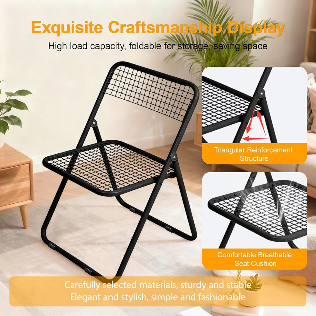 JPBSTO 12 Pack Folding Chair,Balck Color,Single Piece,Foldable Space - Saving Design for Indoor/Outdoor Use