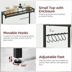 MAHANCRIS Bakers Rack with Storage, Microwave Stand with Paper Holder, Bakers Rack with Power Outlet, Coffee Bar Station with 6 Hooks, for Kitchen, Dining Room, Black BRBK36E01