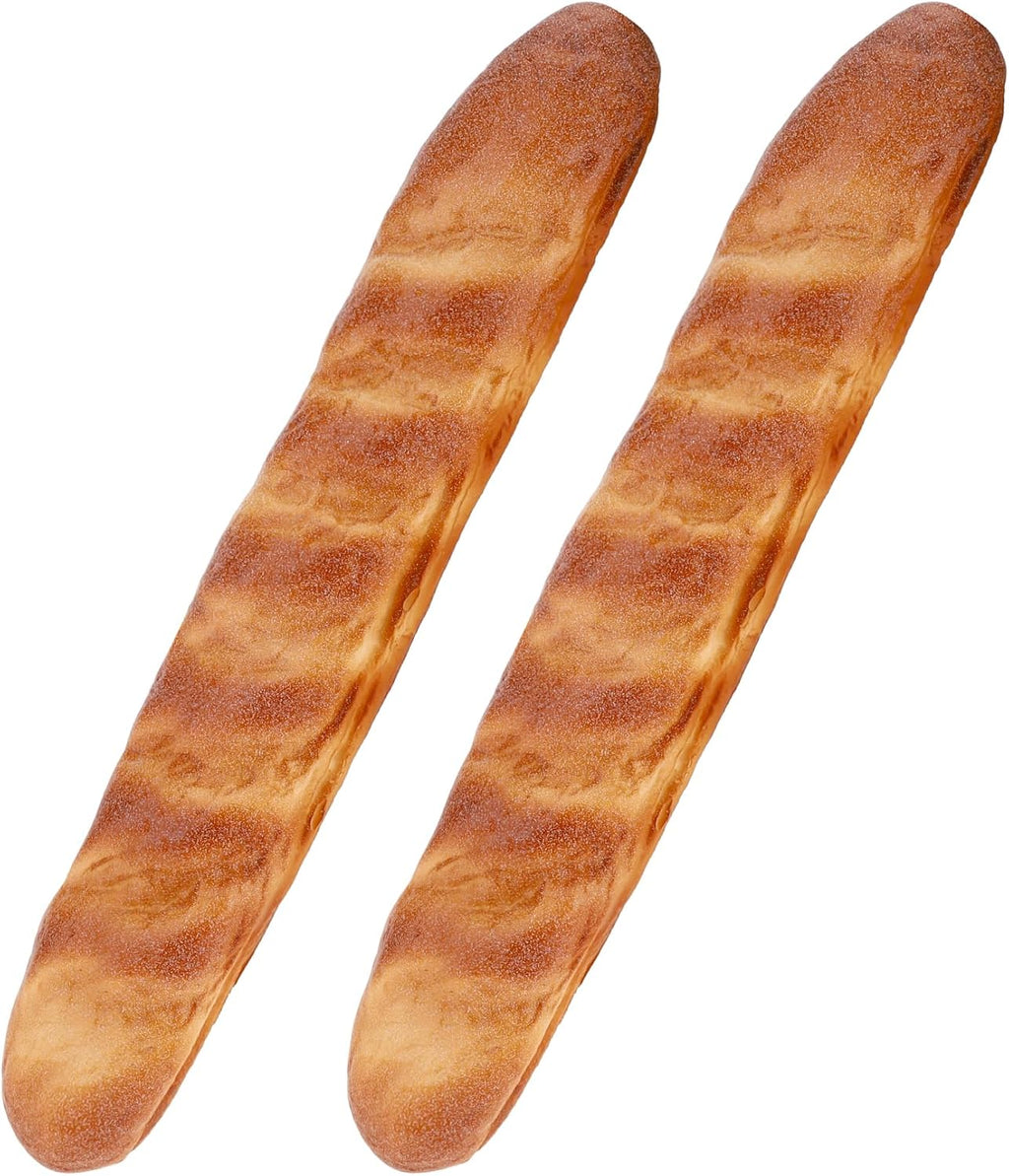Woration 18 Inch Fake Baguette Decoration Lifelike Artificial Long Bread Model French Bread Ornament Loaves Soft Cake for Thanksgiving Desk Party Decor-2Pcs