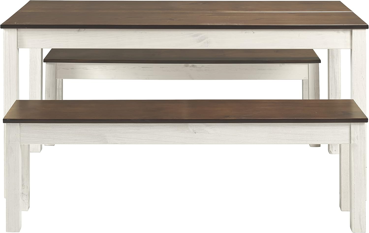 Furniture Dash - Wood Bench - Entryway Bench - Dining Bench - 53.15" W, 12.2" D, 17.72" H - 22lb - White Distressed