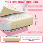 HOFFREE Pink Gaming Chair with Cat Ears and Cloud Massage Lumbar Ergonomic Cute Computer Chair for Girls with Footrest Comfortable Reclining Game Chairs for Adults Pink and White