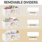 Extra Large Collapsible Toy Box with Lids, Sturdy Storage Organizer, 38"x16"x13" Toy Chest for Playroom, Nursery, Bedroom, Living Room (Rainbow and Stars)