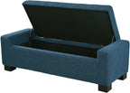 Merax 50" Ottoman Bench with Storage, Upholstered Seating Foot Rest Stool Furniture for Bedroom, Living Room, Entryway, Blue
