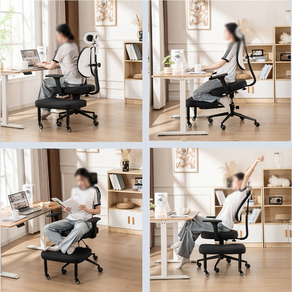 Kneeling Chair with Backrest,Ergonomic Posture Chair with Armrests,Rolling Cross-Leg,Multiple Adjustable Positions,for Office Home