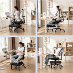 Ergonomic Posture Chair with Armrests,Kneeling Chair with Backrest,Rolling Cross-Leg,Multiple Adjustable Positions,for Office Home