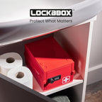 Lockabox Mini™ | Small Medicine Lock Box with Combination Lock (Half Letter Sized) | Mini Medical Lockable Box For Tablets, Creams & Medical Pens | External Size 8.8 x 6.1 x 4.7 Inches (Medi Red)