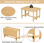 Knocbel Farmhouse 2-4 Person Rectangular Folding Dining Table, Wooden Kitchen Dining Room Bar Pub Bistro Small Space Furniture, Standard Height (Natural)
