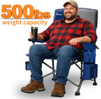 Oversized Camping Chair 2 Pack with Metal Hard Handle, Heavy Duty Folding Camp Chairs with High Back Support, Up to 500lbs Portable Outdoor Chairs for Beach, Tailgating, Blue