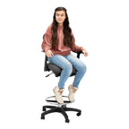 Norwood Commercial Furniture Adjustable-Height Office Mesh Drafting Chair with Chrome Footrest Ring & Optional Arms