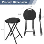 VECELO Folding Stool 4-Pack 18", HDPE Foldable Stool with Iron X-Frame, Solid Bottom Support, 500 lbs Capacity, Easy Clean, Lightweight with Handle, Anti-Slip Feet for Indoor Outdoor, Black