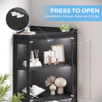 Jocoevol Corner Display Cabinet with 4 Glass Doors, 4-Tier Display Cases with RGB Lights for Collectibles, 67'' Tall Corner Curio Cabinet with Human Body Sensor for Living/Game Room (Black)