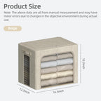 FHSQX 6 Pack Clothes Storage Bins with Metal Frame- Foldable Storage Bins for Clothes Linen Fabric Storage Box with Opening Clear Window (Beige, 16.5x12.2x12.2inch(40L))