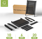 GREENVINES Outdoor Rocking Chairs | Set of 2 | Porch Rocker | HDPE Plastic | Black | Oversized Rockers | High Back | Big & Tall | Ladder Back | for Patio Outside Backyard Balcony