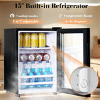 AMERLIFE 47" Farmhouse Coffee Bar Cabinet with 15" Refrigerator & Wine Rack & Glass Holder, Wine Cabinet with Storage Drawers & Open Shelves, Sideboard Buffet Cabinet for Dinging Room, Living Room