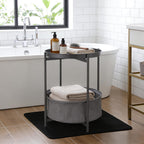 Round Side Table with Fabric Storage Basket, Metal Nightstand with Removable Tray Top, for Living Room, Bedroom, Nursery, Bathroom